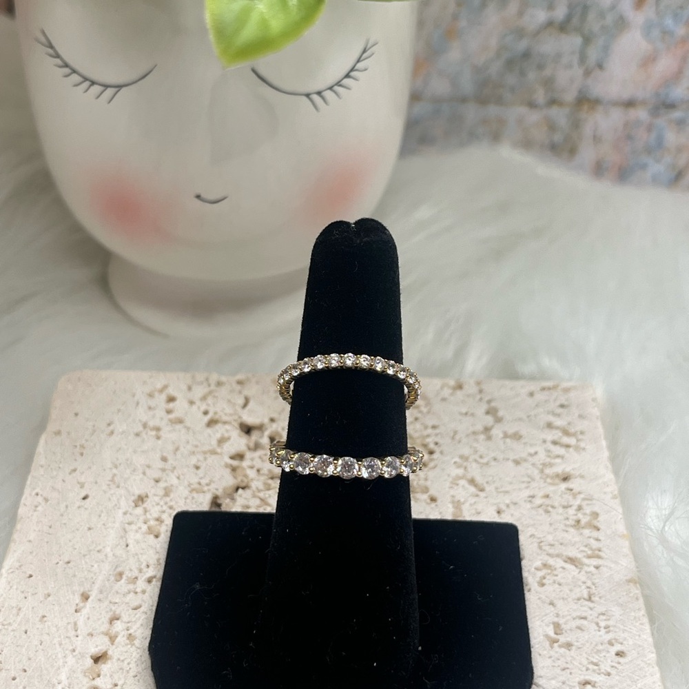 Set of Cubic Zirconia 10k yellow gold eternity bands
